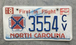 North Carolina Sons Of Confederate Veterans License Plate Scv - 3554 Cv