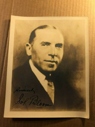 Sol Bloom Very Rare Early Autographed 8/10 Photo 20s Songwriter Politician Wwii