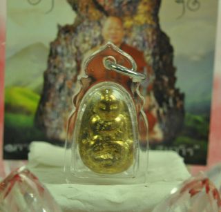 Natural Gold Leklai Phra Tuad Thuad Thai Buddha Amulet Lp Somporn Peadant Case