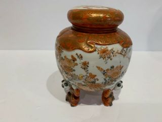 Kutani Japanese Porcelain Meiji Period Covered Jar Inner Lid Signed Held By Boys