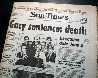 Best John Wayne Gacy Serial Killer Rapist Pogo The Clown Sentence 1980 Newspaper