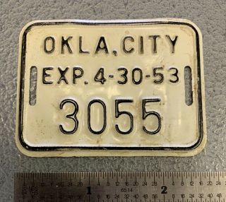 Vintage 1953 Oklahoma City Ok Bicycle License Plate
