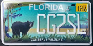 2016 Florida Conserve Wildlife Black Bear License Plate