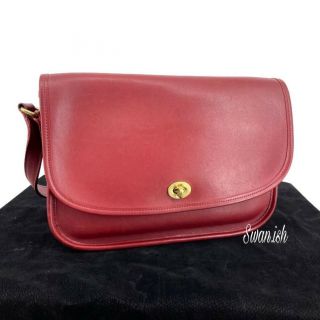Vintage Coach Red Leather City Bag Crossbody Saddlebag