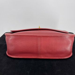 Vintage Coach Red Leather City Bag Crossbody Saddlebag 3