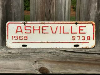 Asheville North Carolina License Plate 1968 5738 Nc City Plate Topper