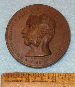 1876 Centennial Exhibition 62mm Wooden Medal Alfred T Goshorn Stamped Walnut