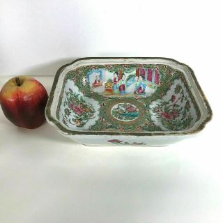 Antique 19th Century Chinese Rose Medallion Porcelain Serving Bowl