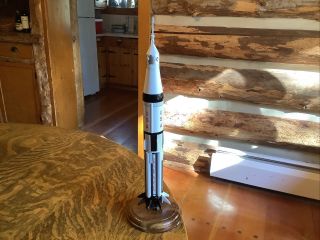 17” Nasa Saturn 1b Apollo Rocket With Capsule Desktop Wood Model