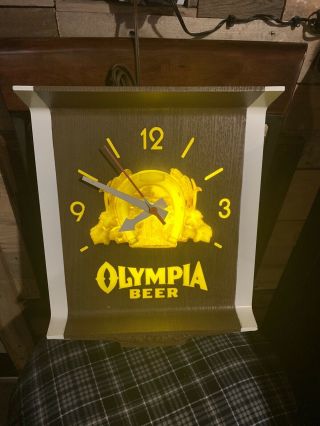 Vintage Olympia Beer Light Up Clock Sign