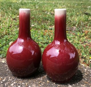 Chinese Antique Sang De Boeuf Flambe Bottle Vase Fine Monochrome
