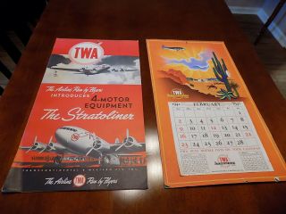 Two Twa Calendars Pre - Howard Hughes 1940 And 1941 Gene Walther Art