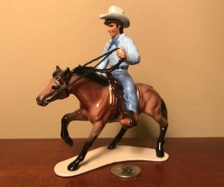 Retired Hagen - Renaker Specialty 3214 Cowboy On Cutting Horse - Ceramic Figurine