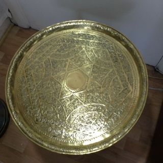 Antique Engraved Moroccan Brass Tray