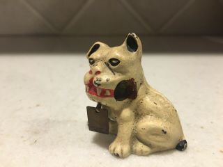 Vintage 1933 Chicago Worlds Fair Painted Cast Iron Dog Pencil Holder With Tag