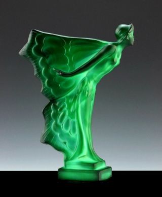 Art Deco Jade Malachite Art Glass Nude Lady 1930 