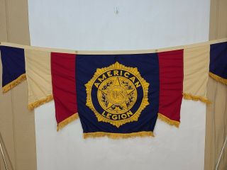 Vintage Reliance Co.  American Legion Us Banner Flag Fringe 24 " × 68 "