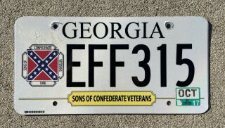 Georgia Sons Of Confederate Veterans License Plate Scv - Eff315