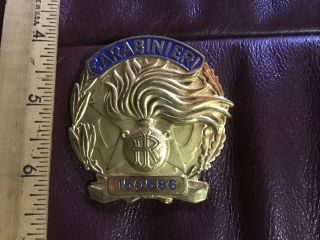 Italian Carabinieri Id Badge Goldplate Large 6 Digit 1960