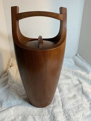 Vintage Dansk Quistgaard Ice Bucket Cooler Teak Wood Mid Century 15.  5”