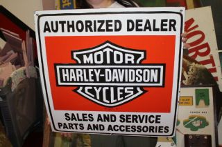 Large Harley Davidson Motorcycle Sales & Service 24 " Porcelain Metal Sign