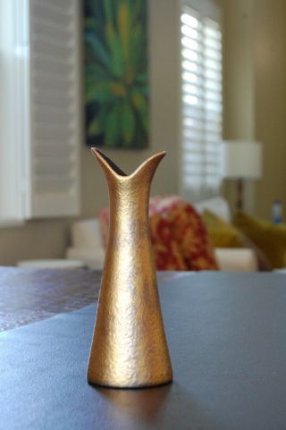 Vintage Sascha Brastoff “More Gold” MidCentury Art Pottery Vase 3