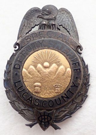 Antique Lucas County Ohio Special Sheriff Sterling Silver Obsolete Badge