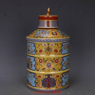9.  3”china Antique Qing Yongzheng Colour Enamels Flowers And Birds Jar Pot