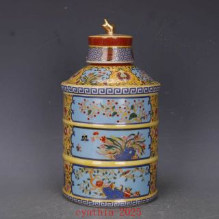 9.  3”China antique qing yongzheng colour enamels Flowers and birds Jar pot 2