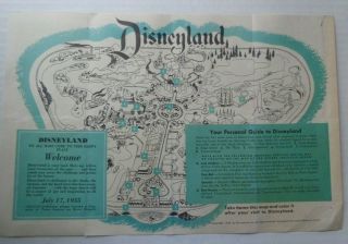1955 Welcome To Disneyland First 1st Brochure & Map Disney