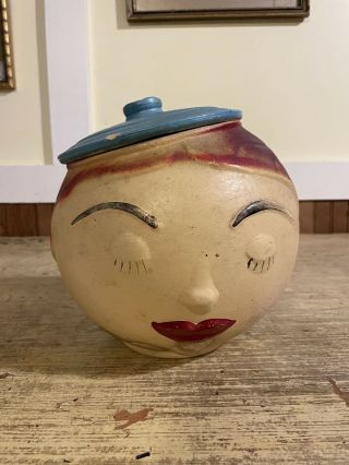 Vintage American Bisque French Woman 1940s Cookie Jar