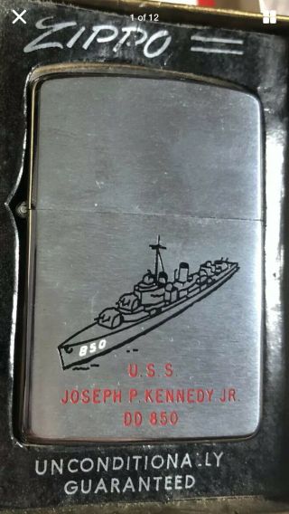 Uss Joseph P.  Kennedy Jr Dd 850 Zippo 1960 Never Fired