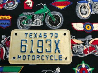 1970 Texas Motorcycle License Plate 6193x