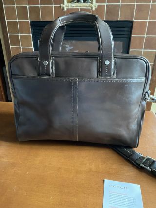 COACH Vintage Brown Leather Briefcase Messenger Laptop Bag EUC 2