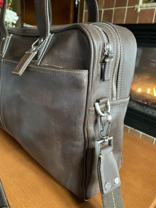 COACH Vintage Brown Leather Briefcase Messenger Laptop Bag EUC 3