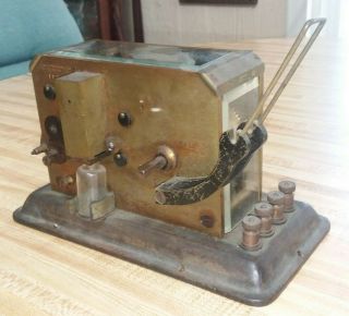 Antique Foote Pierson & Co Brass Telegraph Key Register Fire Alarm Punch Tape