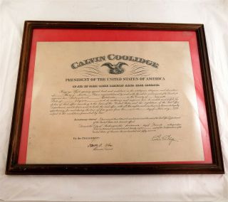 1928 Pres Calvin Coolidge Signed Postmaster Appointment Certificate Richlands Va