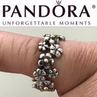Vintage Pandora 14k & 925 Silver Daisy Flower Ring 190506 Rare Retired Ale 8