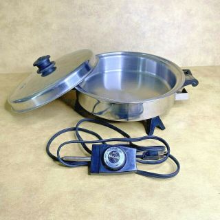 Vtg Saladmaster 10 " Electric Skillet Fry Pan 7817 Stainless Oil Core Usa