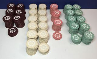 Vintage Captains Wheel Clay Poker Chips (459 Total Chips) 7.  1g