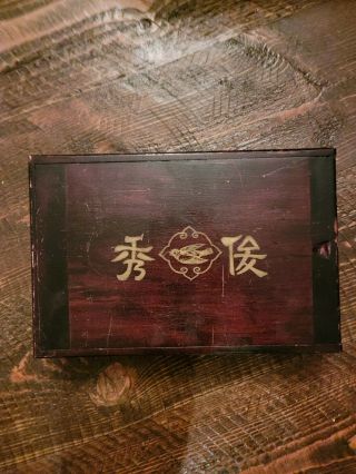 Antique Chinese Mahjong Set Wood Carry Case