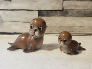 Josef Originals Seal Sea Lion Mom Mama Baby Figurine Set Walrus Otter