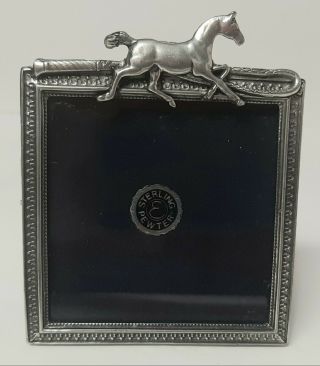 American Sterling Pewter Equestrian Horse Picture Frame.  Tally Ho Absolutely D