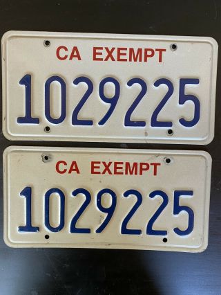 California Exempt License Plates Pair
