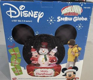 2007 Disney Gemmy Air Blown Inflatable￼ Snow Globe ￼ Mickey Minnie Mouse