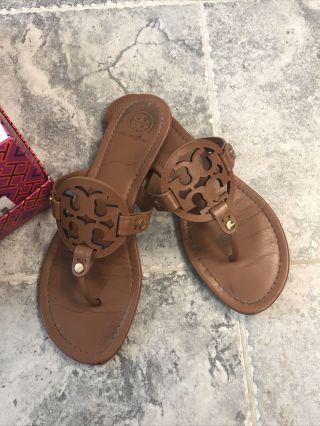 Tory Burch Miller Vintage Vachetta Leather Sandals Flip Flops Women’s Size 8 1/2