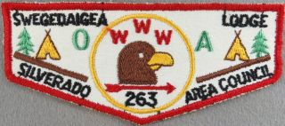 Oa Swegedaigea Lodge 263 F2 Flap Red Bdr.  Silverado Area Council [tk - 998]