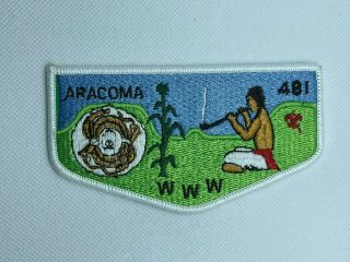 Aracoma Lodge 481 Oa S18 Flap Patch Vigil Order Of The Arrow Boy Scout