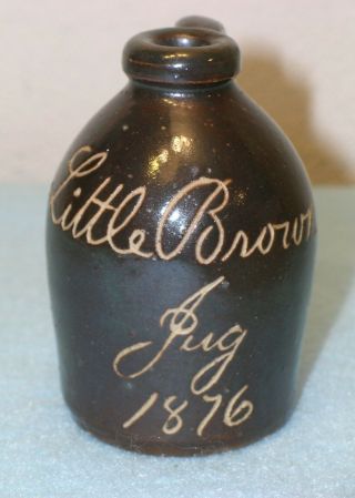 1876 Centennial Miniature Stoneware Little Brown Jug 1876 2.  75” High