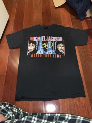 Vintage Michael Jackson T Shirt 1988 World Tour Concert Bad 2 Sided Size Large